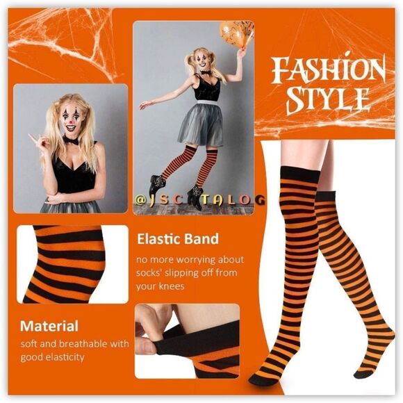 Spandex Striped Halloween Cosplay ThighHighs Stockings Socks OSFM - Picture 3 of 9